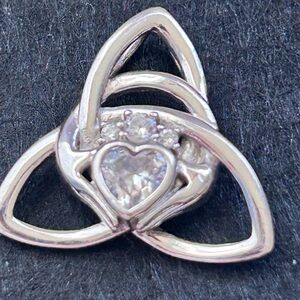 Sterling Silver Good Luck Irish Claddagh Celtic Knot Love Heart Pendant